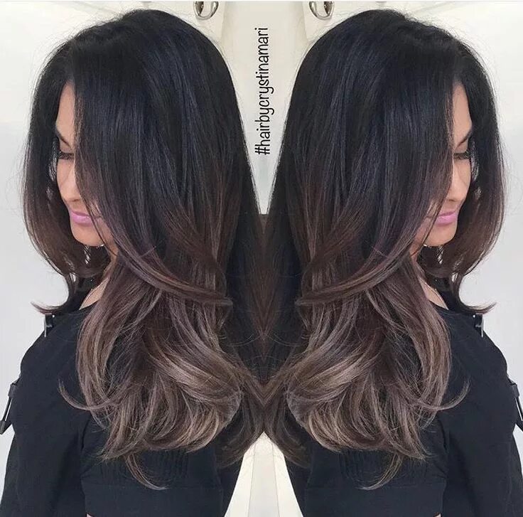 Los Angeles Hairstylist/color on Instagram: "Ash brunette Wavy VS Straight Hair 