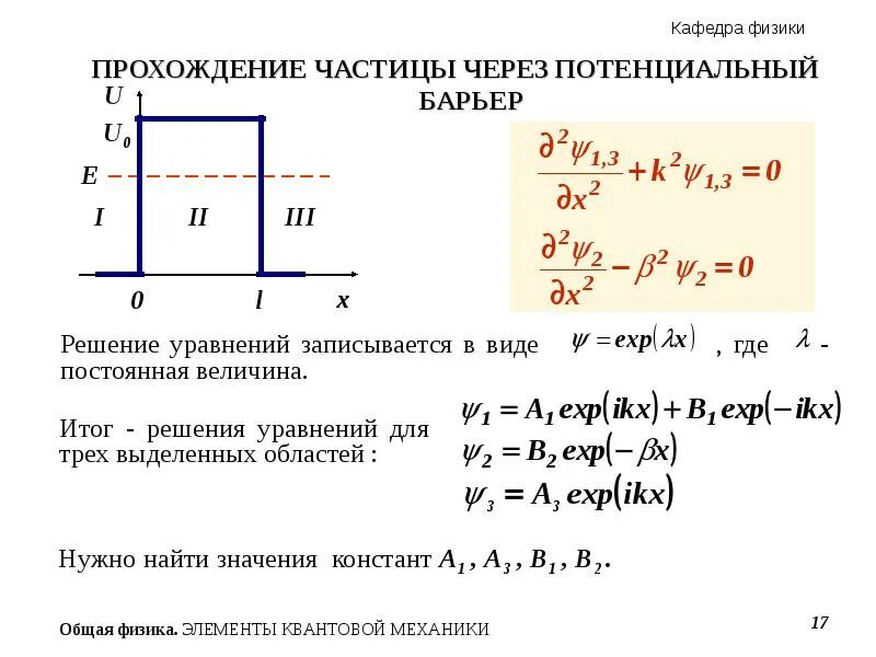 Частица в потенциальной яме. Граничные условия частицы в потенциальной яме. одномерный потенциальный барьер. вероятность прохождения частицы через потенциальный барьер формула. прохождение частицы через потенциальный барьер.