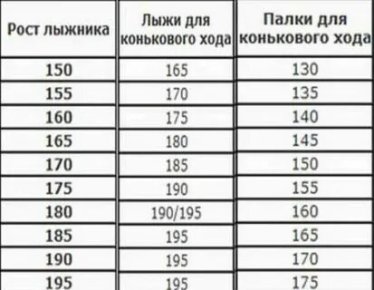 Лыжные палки по росту
