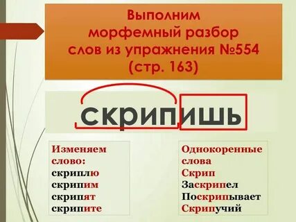 Однокоренные слова к слову скрип