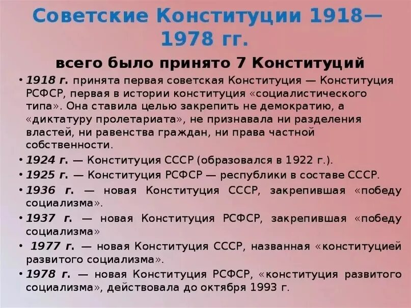 Сколько менялась конституция. Конституции РФ И СССР даты. Конституции СССР И России даты принятия. Даты всех конституций России. Конституции СССР даты.