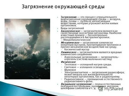 Загрязнение атмосферы вод почв