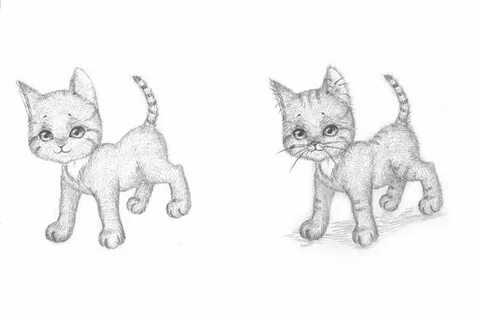 Как нарисовать играющего котенка