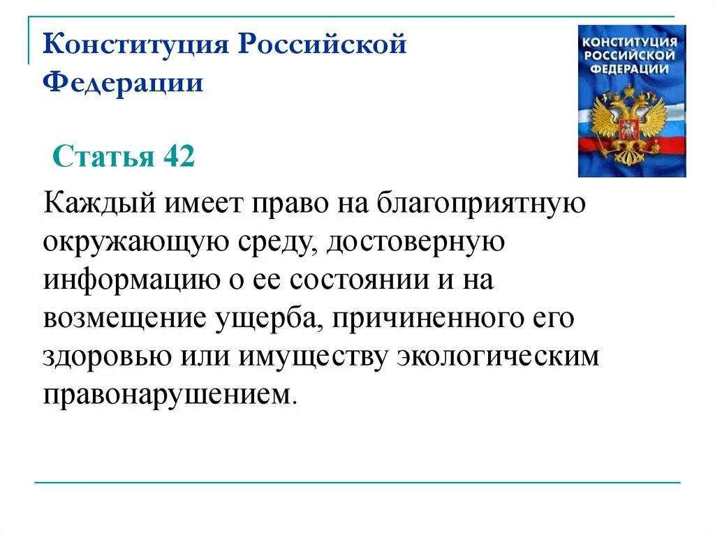 Конституционная статья 11. Ст 42 Конституции. 42 Статья Конституции. Статья 42 Конституции РФ. Право на благоприятную окружающую среду Конституция РФ.