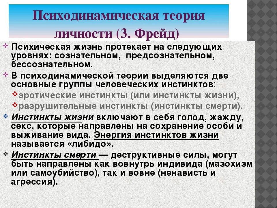 Концепции личности кратко. Психодинамическая теория личности з.Фрейда. Основные положения психодинамической теории Фрейда. Психодинамическая теория Фрейда кратко. 10. Психодинамическая теория личности 3. Фрейда.