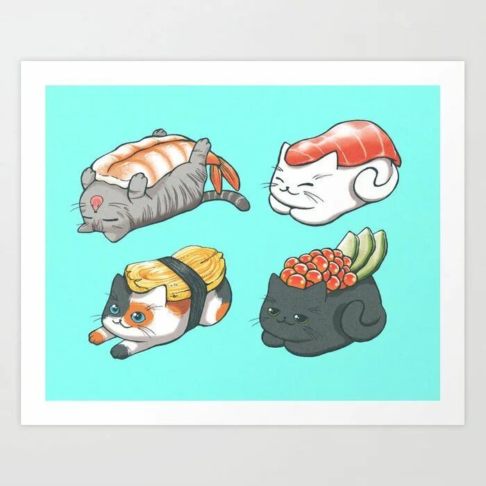 Освоение позвоночными животными суши. Иллюстрации животных суши. Роллы в виде кота. Суши рисунок. Рисование суши котики.