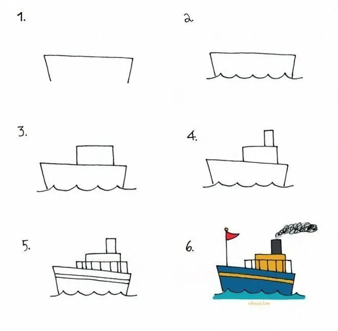 Колдина рисование пароход. Корабль для рисования. Поэтапное рисование транспорта. Поэтапное рисование кораблика для детей.