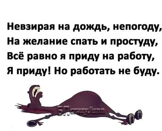 Я приду но работать не буду стих. Не взирую на дождь непогоду. Всеравно на рабо у приду. Невзирая на дождь непогоду несмотря. Невзирая на года