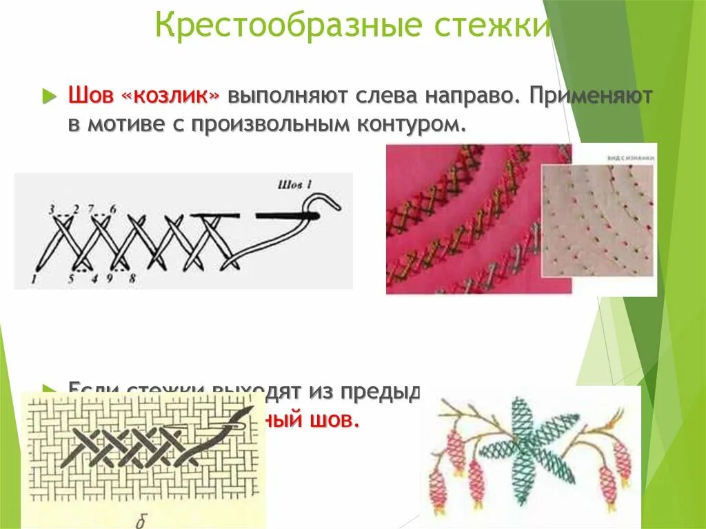 Ручные швы козлик шов. Технология 5 кл. Шов козлик. Технология выполнения шва козлик. Крестообразный шов козлик. Строчка крестообразного стежка строчка петлеобразного стежка