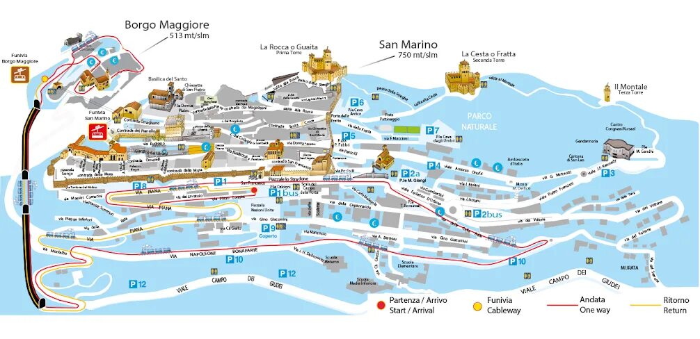 Где находится марино. Сан Марино карта достопримечательностей. Карта Сан Марино с достопримечательностями на русском. Сан Марино карта Туристская. Подробная карта Сан Марино.