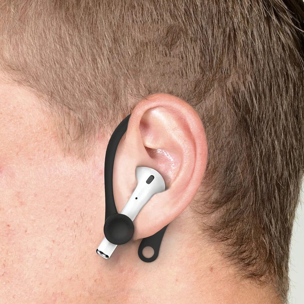 Какой наушник в какое ухо. Ear hook для наушников для xiaomi. air pods 1. apple airpods 2 с держателем на уши. наушники apple airpods в ушах.