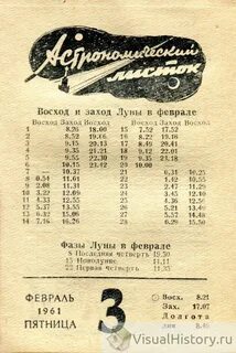 Календарь 1961 года