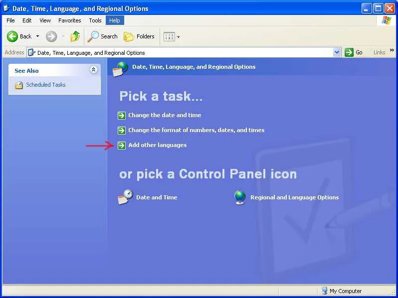Options in time. Datetime region. windows 7 east asian language.
