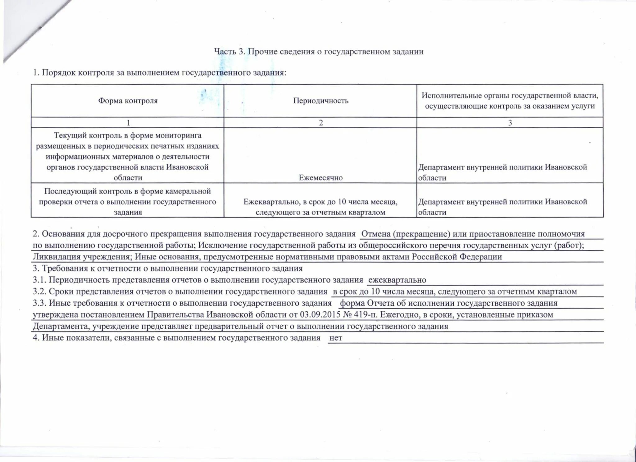 Тест государственное задание. Исполнение государственного задания. Предварительный отчет о выполнении государственного задания. Анализ выполнения государственного задания. Механизм контроля исполнения госзадания.