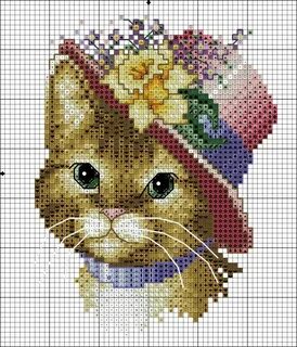 Схема вышивки крестом котенок