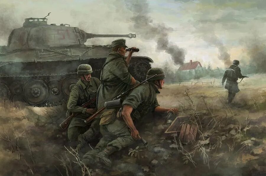 Вторая мировая арт. Военный рисунок.