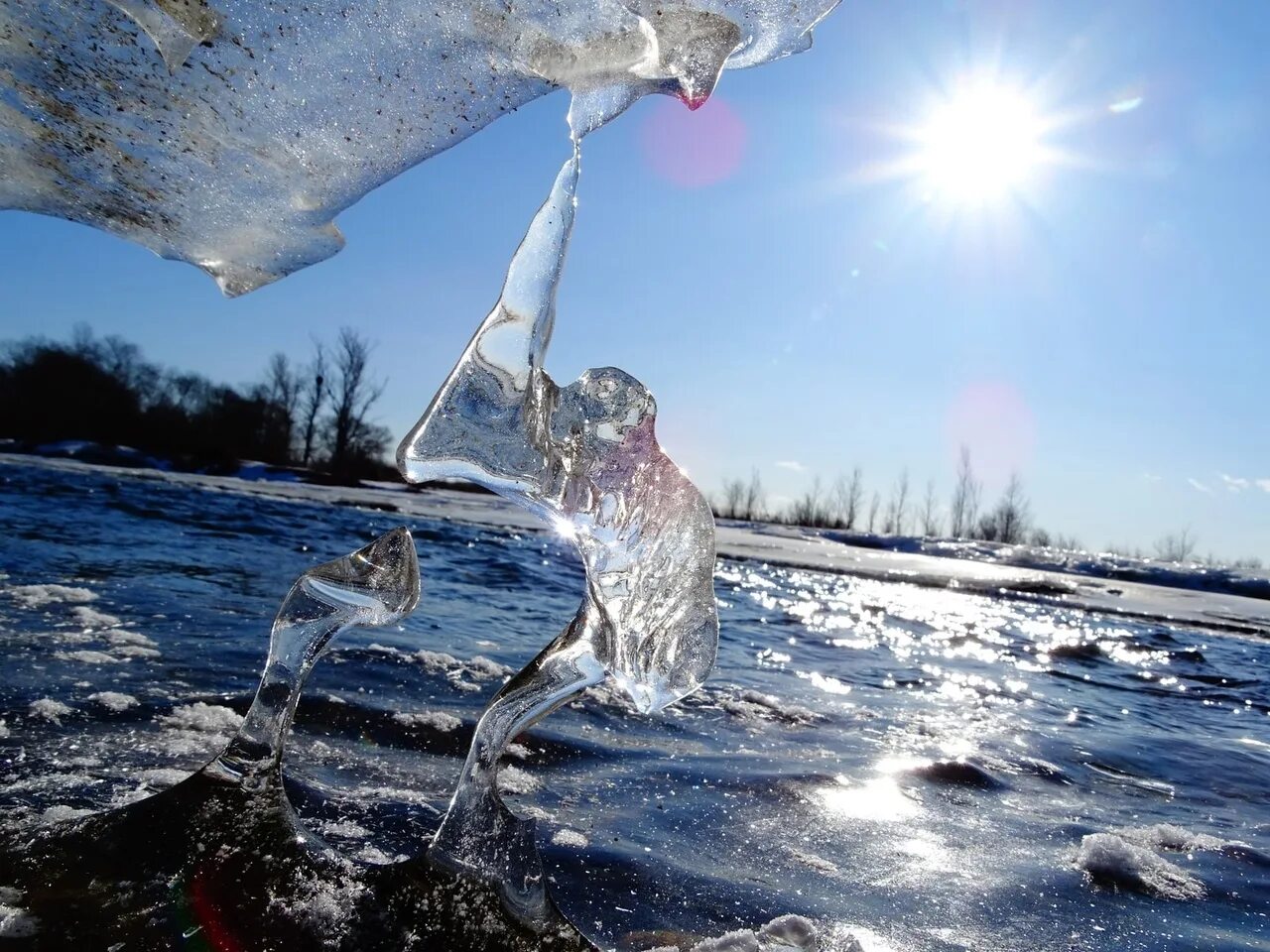Лед. Лед и солнце. Тает лед. Лед на реке. Замерзаю в теплой воде
