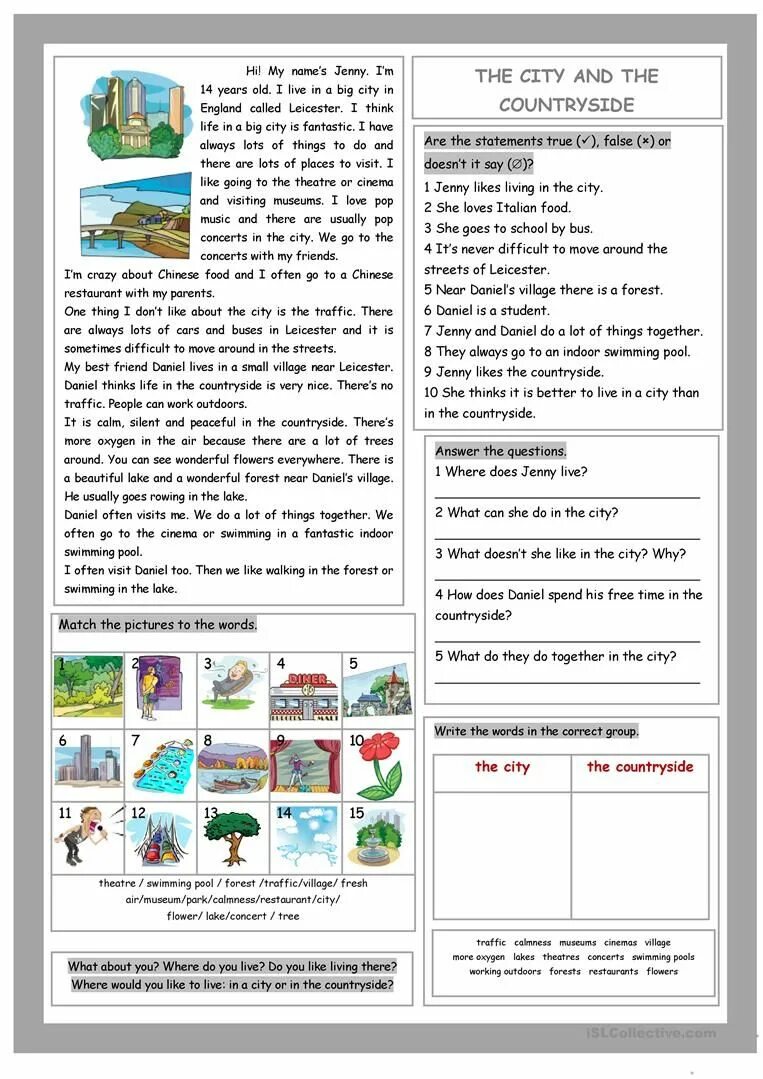 Город Worksheets. Countryside Vocabulary Worksheets. In the Country Worksheets. Жизнь в городе Worksheets English. Comparative city