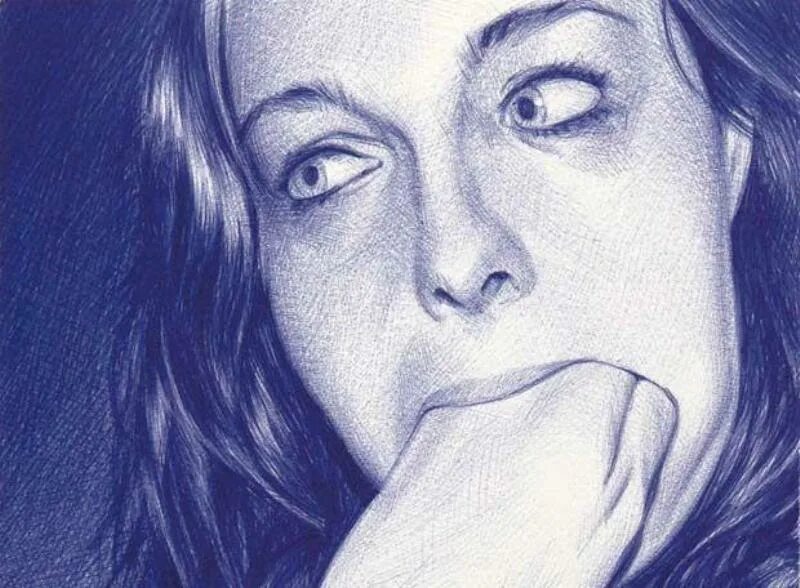 Вышедшие рисунки. Хуан Франциско Касас. Лицо девушки ручкой. Портрет красной ручкой. Шедевры шариковой ручкой.