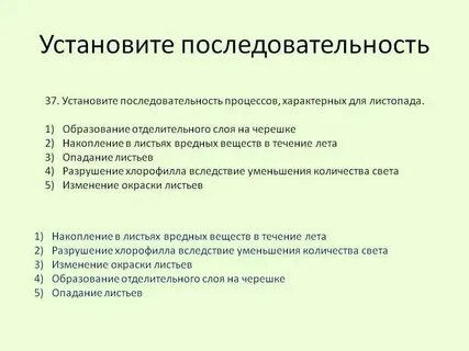 Установите правильную последовательность ограничения