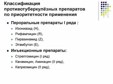 Классификация препаратов туберкулеза
