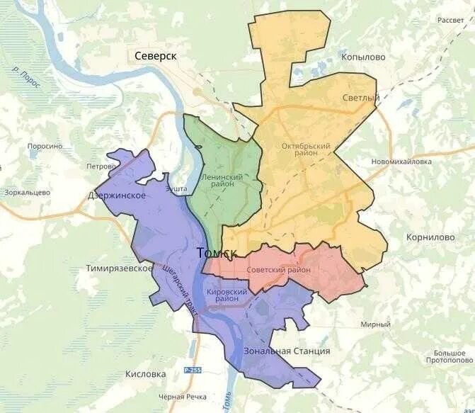 Томск 1 карта. Томск районы города. Карта города Томска по районам. Районы Томска на карте. Томск районы города на карте.