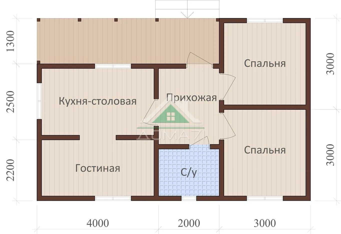 Дом из бруса 6х8 "Уют 1" Проект и цена строительства в Москве