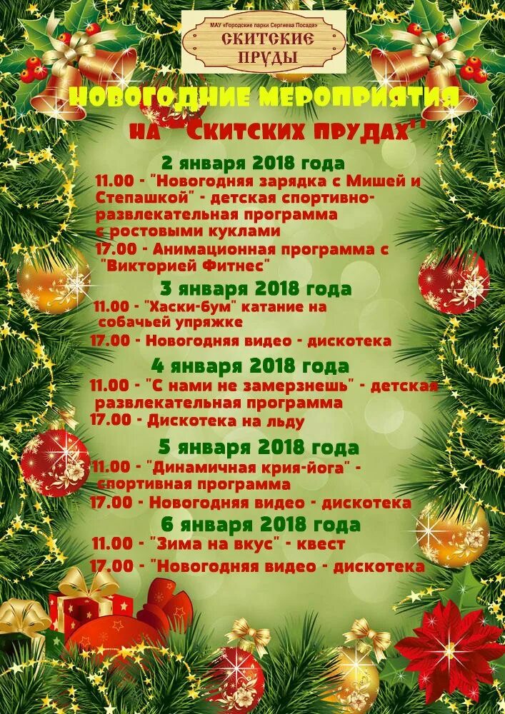 Новогодняя спортивная программа. Новогодняя программа. Новогодняя развлекательная программа. Анимационная программа на новый год. Парк Скитские пруды новый год.