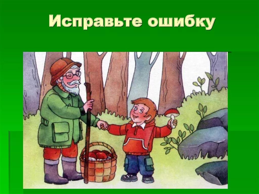 Только со взрослыми в лесу детям. Дедушка собирает грибы рисунок. Грибник рисунок. Собирать грибы рисунок.