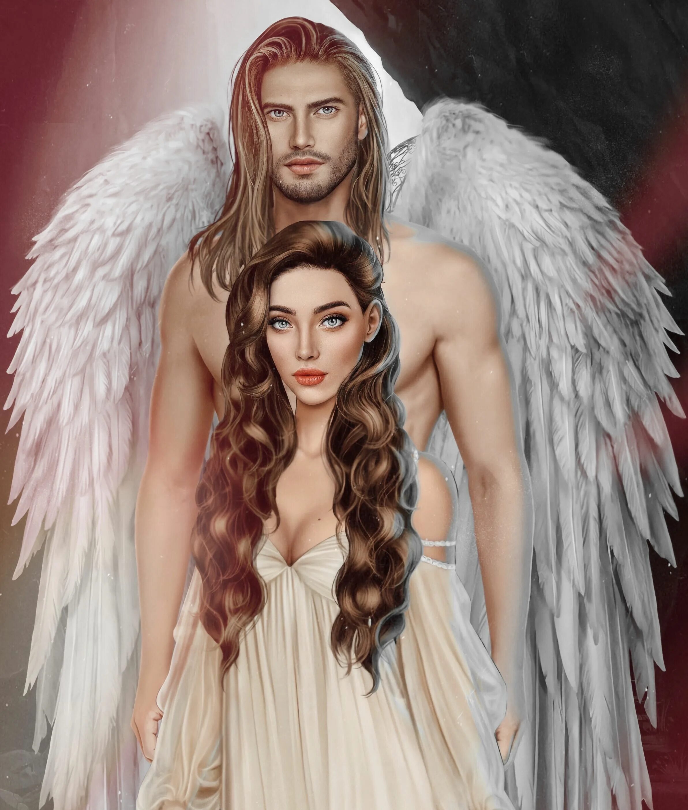 Ангел и демон романтика. Пара с крыльями. Ангел и демон свадьба. Ангел и демон шип. Ангел и демон арт.