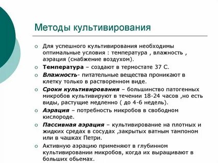 Оптимальные условия культивирования