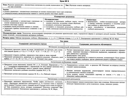 Технологическая карта по математике 3 класс