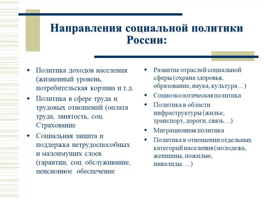 Социальная политика государства в россии