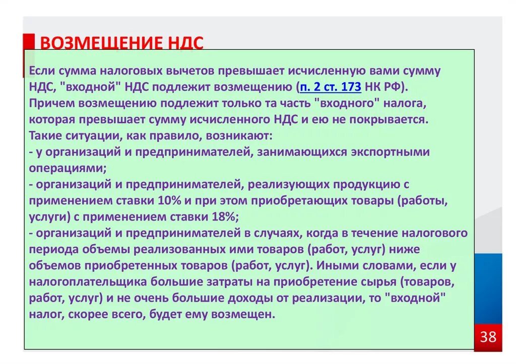 НДС подлежит возмещению, если. Как возмещать НДС. Входной НДС это простыми словами. Возмещение НДС из бюджета. 173 нк рф