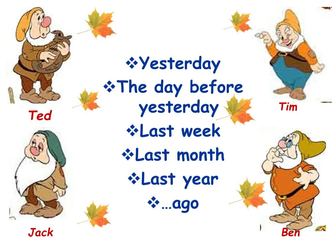 He to him the day before yesterday. Last yesterday. Yesterday last ago правило. The Day before yesterday. Yesterday last week last month.