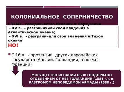 Результаты колониальной политики