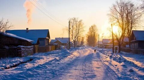 Рабочие зимой в деревне