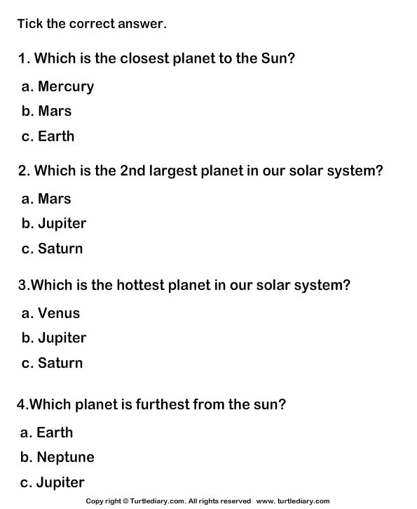 Questions about our Planet. Solar System Worksheets. Solar System Worksheet true false. Fill the Table about Solar System Worksheets. Planets questions