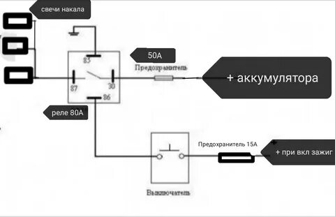 Схема подключения свечи накала