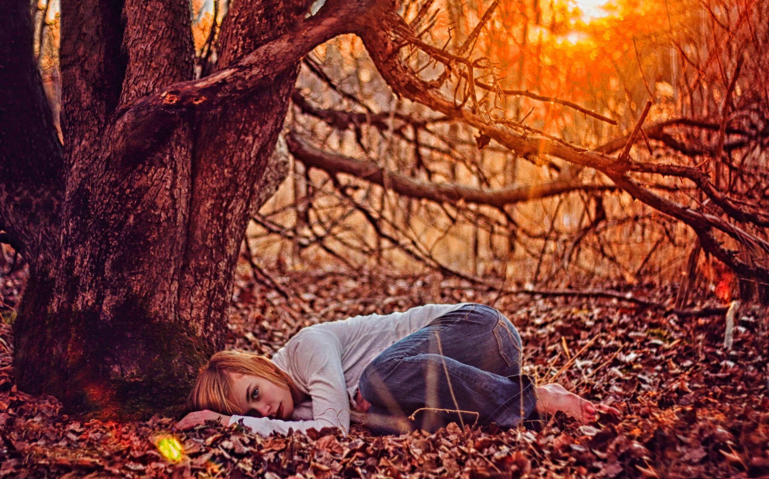 Человек под дубом. Девушка лежит в лесу. Фотосессия на дереве. Человек в лесу. Девушка лежит на дереве.