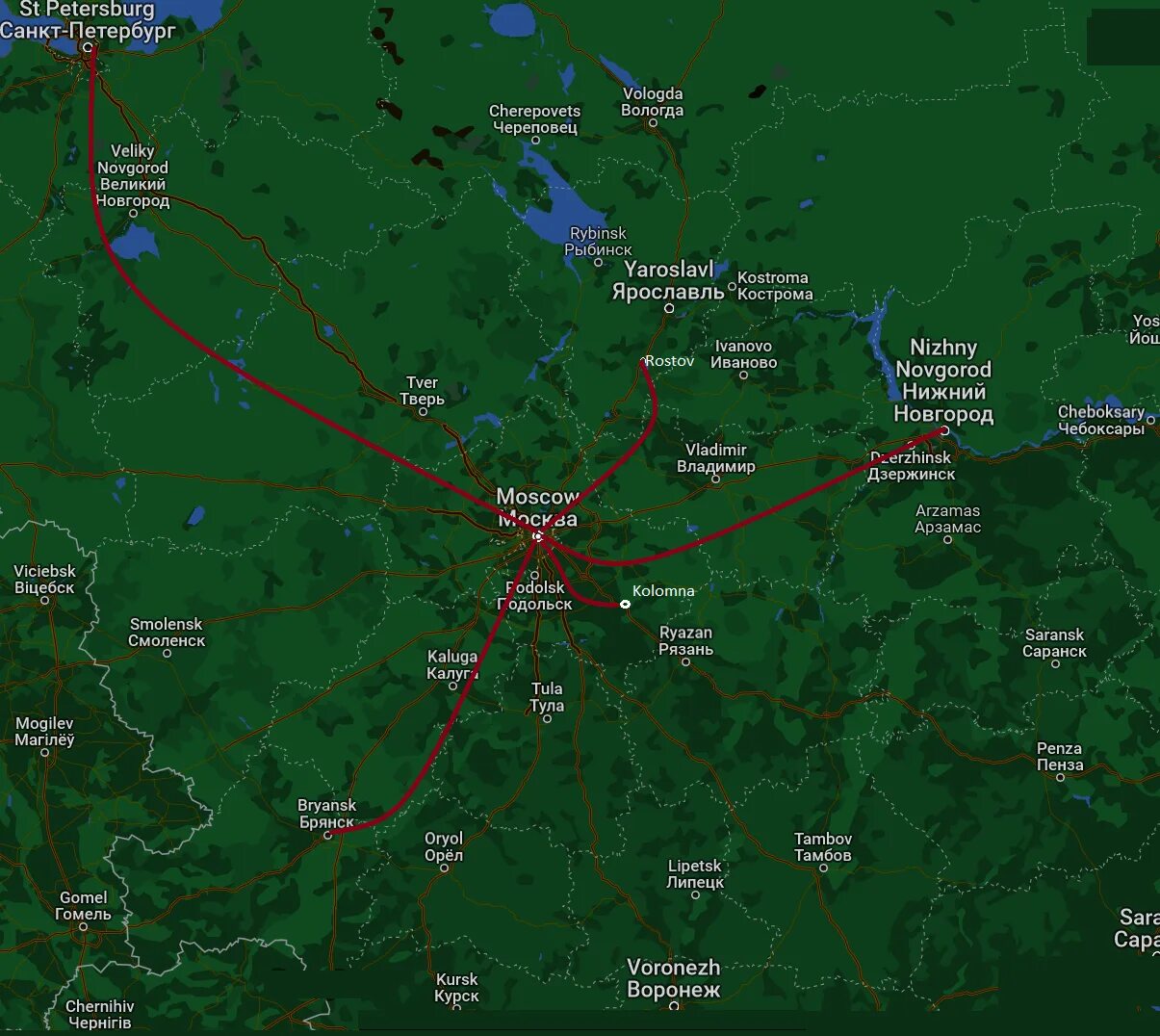 Расстояние от москвы до брянска в км