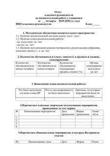 Анализ работы за первую четверть классного руководителя