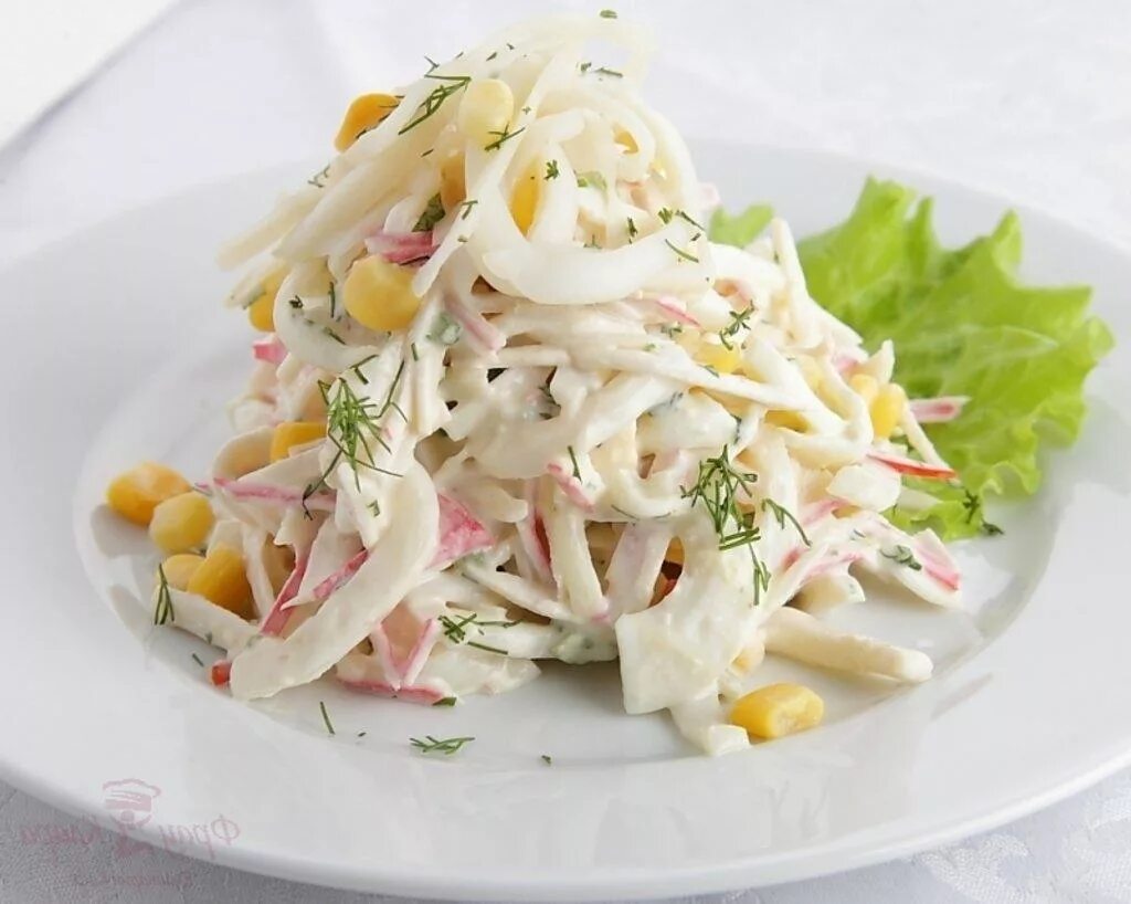Салат кальмары мясом рецепт