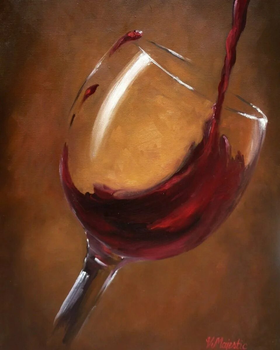 Картины с бокалом вина