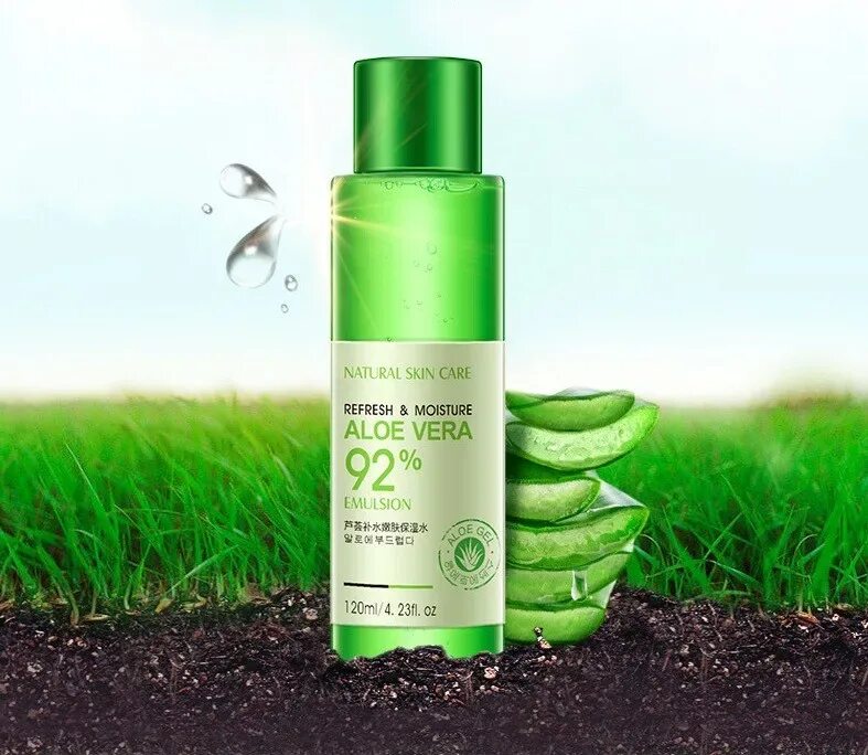Сыворотка тонер для лица. BIOAQUA natural Skin Care refresh & Moisture Aloe Vera 92% Emulsion увлажняющая эмульсия. Освежающий и увлажняющий тонер для лица Aloe Vera 92%.