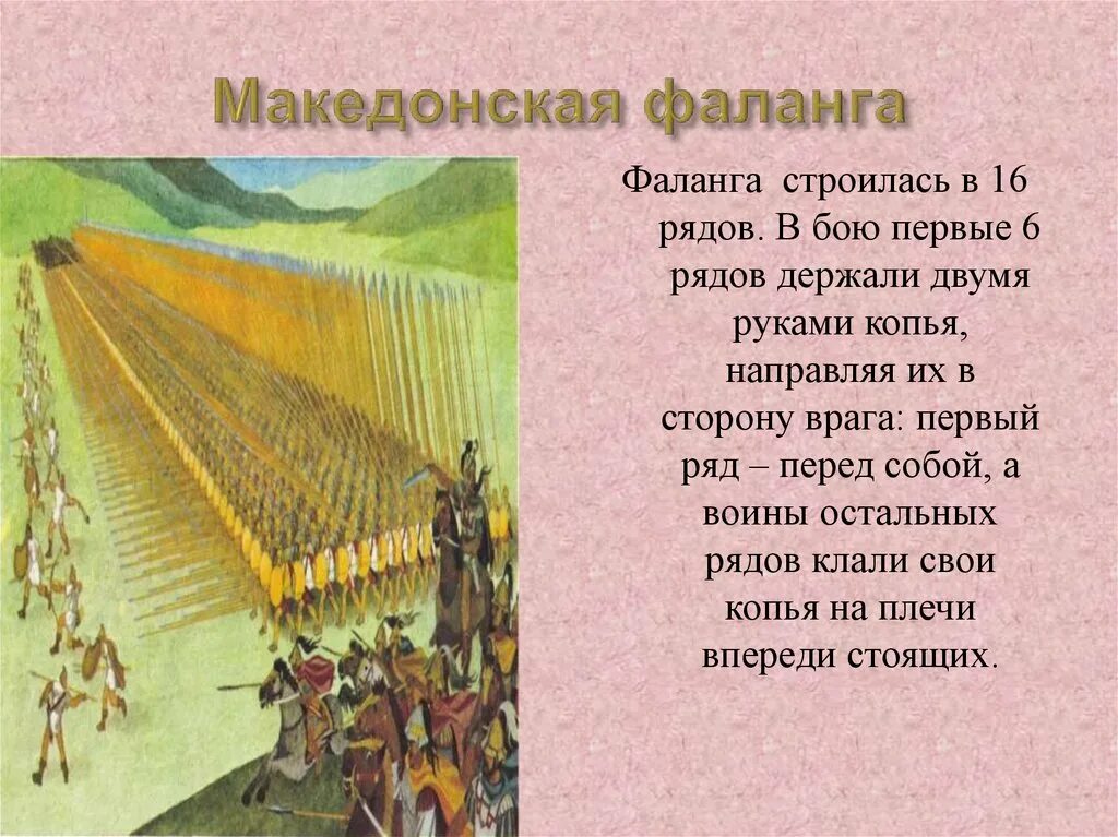 Объясните слово фаланга. Фаланга Македонского. Македонская фаланга 5 кл. Македонская фаланга строилась в 16 рядов.