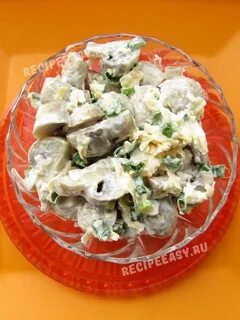 Салат из шампиньонов огурцов и сыра