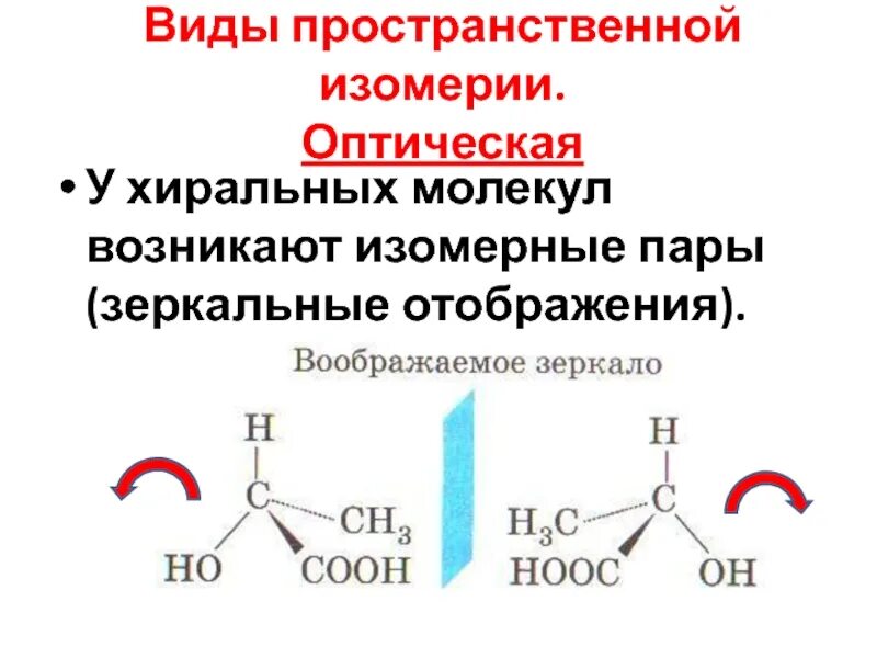 Определите вид изомерии. Виды пространственной изомерии. хиральный изомер. оптическая изомерия. примеры хиральных молекул.