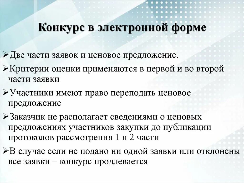 Конкурс в электронной форме изменения