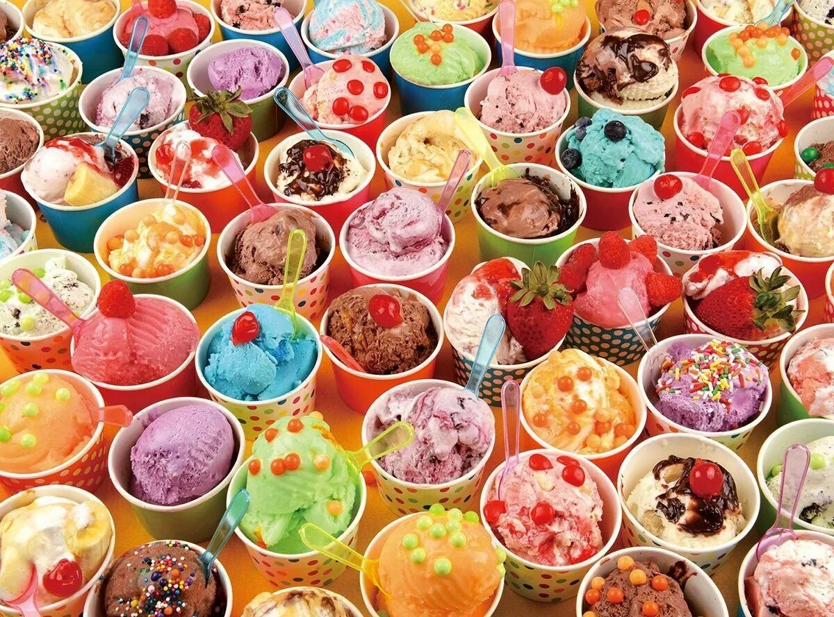 Большое количество мороженого